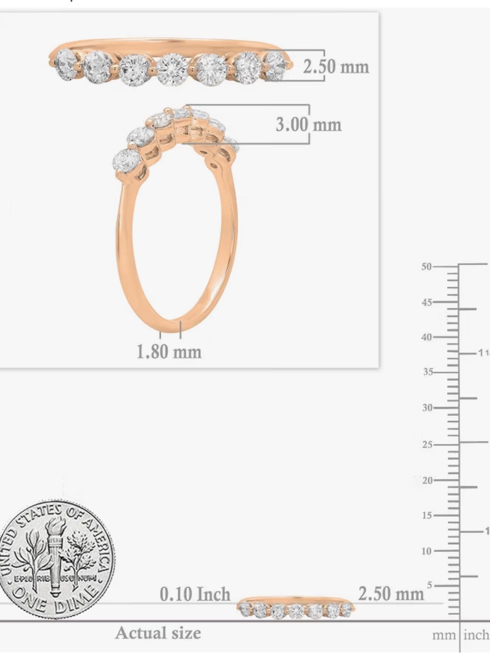 Rose gold .50 stackable diamond ring. - Picture 7 of 9